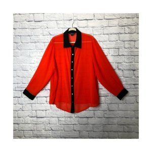 Denim 24/7 Semi Sheer Red/Black Shirt 20W EUC